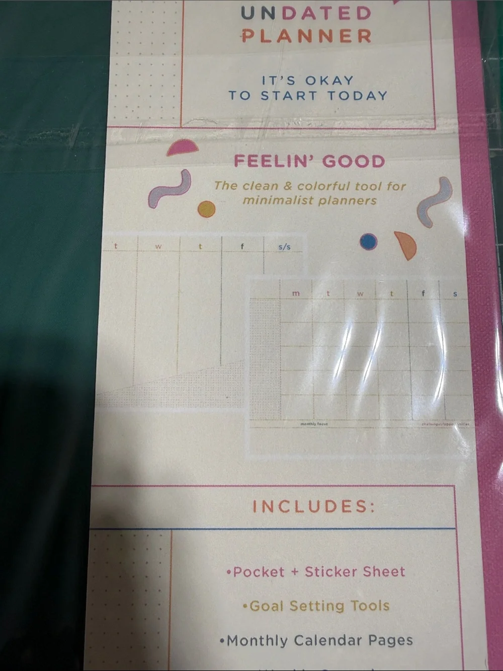 Feelin' Good Spiral Text Hardcover Planner - Pink & Teal